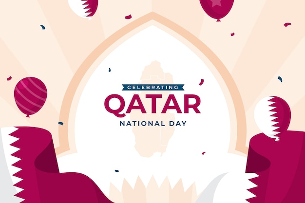 Free Vector flat qatar national day background