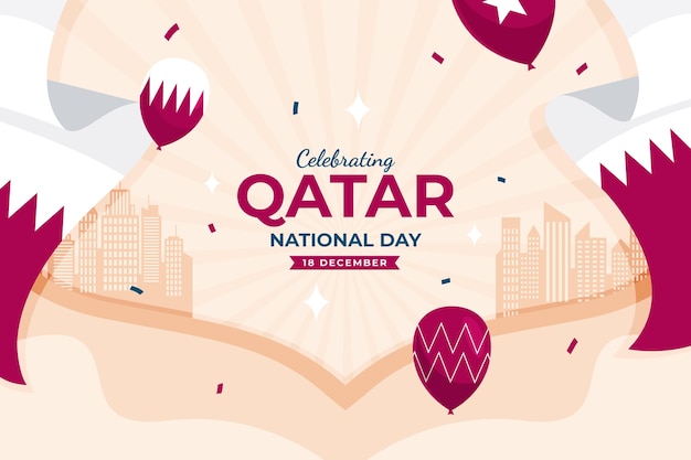 Free Vector flat qatar national day background