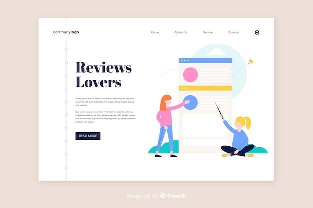 Free vector flat reviews landing page template