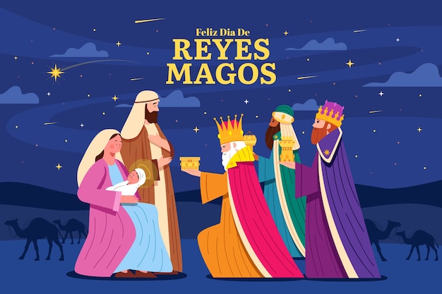 Flat reyes magos background