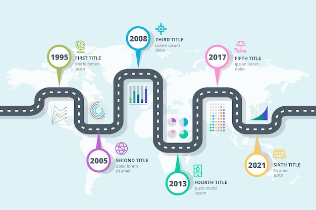 Free vector flat roadmap infographic template