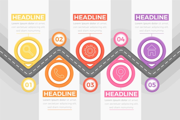 Free Vector flat roadmap infographic template