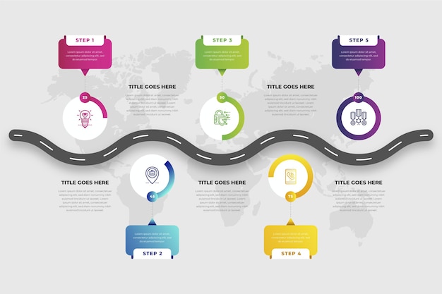 Free Vector flat roadmap infographic template