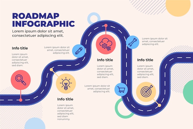 Free Vector flat roadmap infographic template