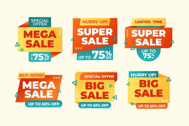 Free Vector flat sale badges collection