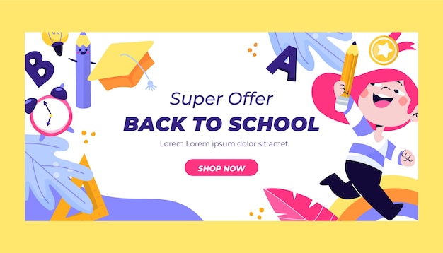 Free vector flat sale banner template for back to school event