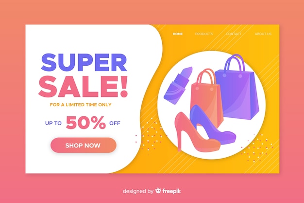 Free Vector flat sale landing page template 