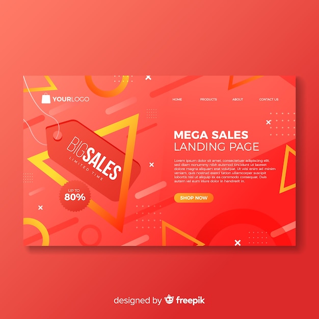 Free Vector flat sale landing page template 