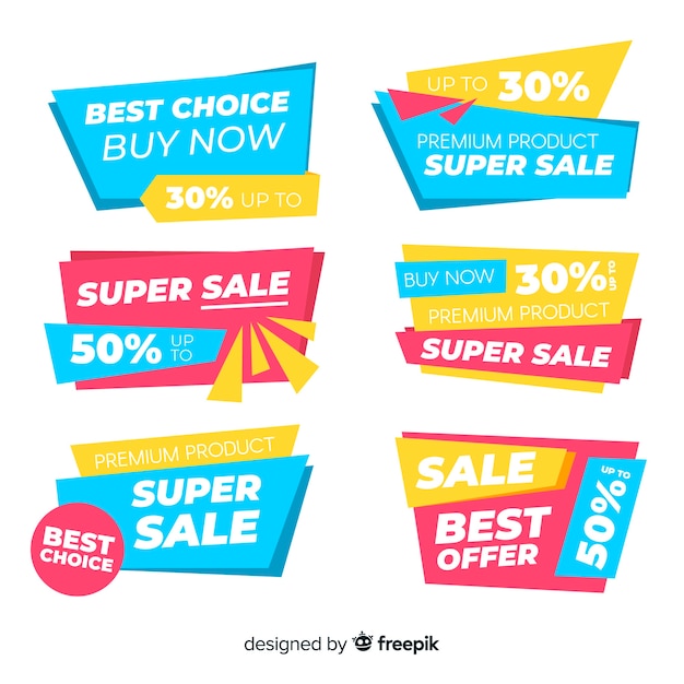 Free Vector flat sales badges collection