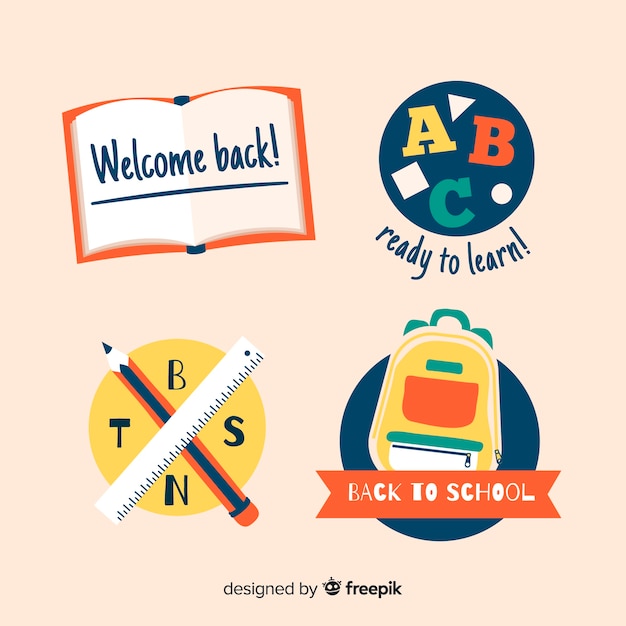 Free Vector flat school logo template collection