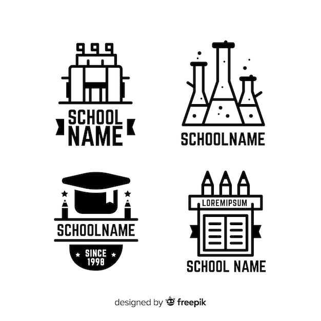 Free Vector flat school logo template collection