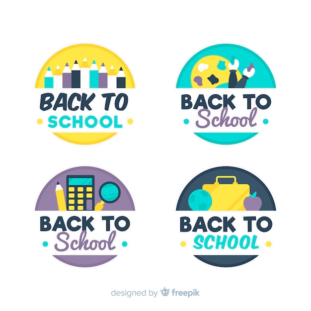 Free Vector flat school logo template collection