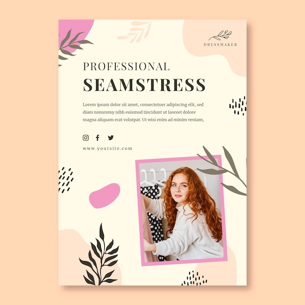 Flat seamstress poster template