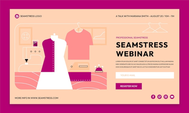 Free Vector flat seamstress webinar template