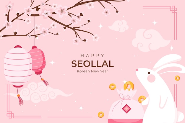 Free vector flat seollal background