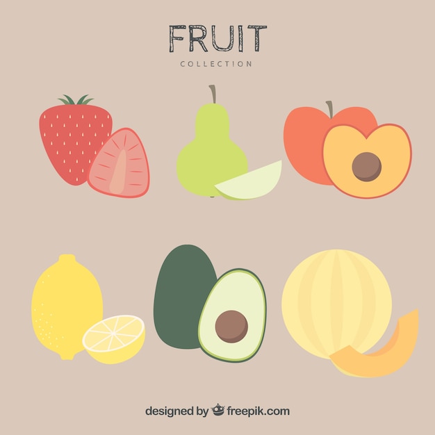 Free Vector flat set of tasty fruits