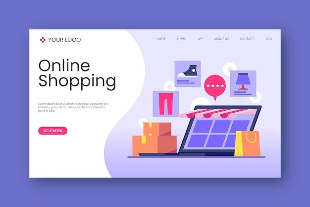 Free vector flat shopping online landing page