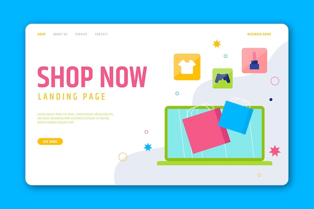 Free vector flat shopping online landing page