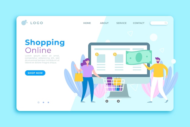 Free vector flat shopping online landing page