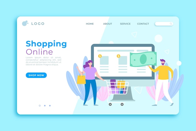 Free Vector flat shopping online landing page