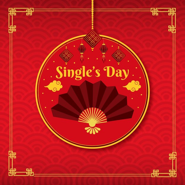 Flat single's day labels collection