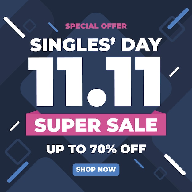 Flat single's day sale illustration