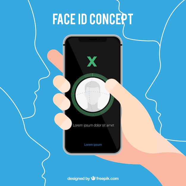 Free Vector flat smartphone face id concept