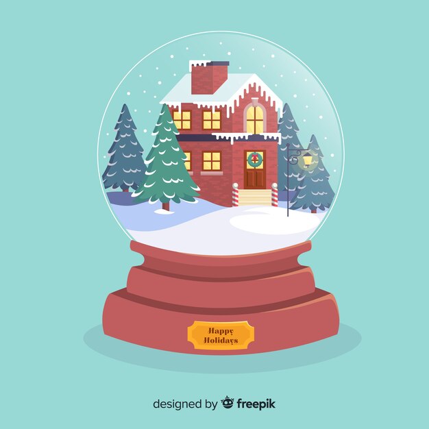 Free vector flat snowball globe with christmas design