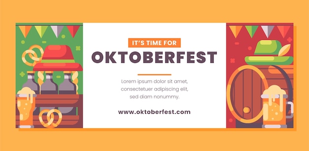 Flat social media cover template for oktoberfest celebration