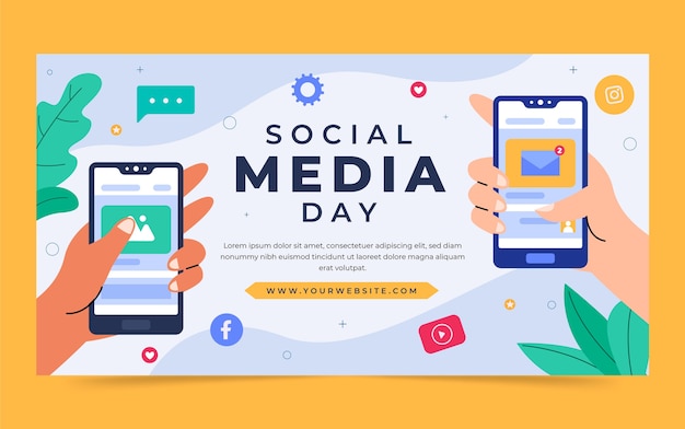 Free Vector flat social media day social media post template