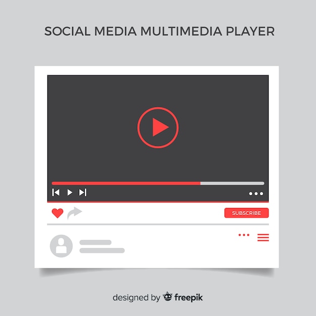 Free Vector flat social media multimedia player template