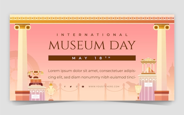 Free Vector flat social media post template for international museum day