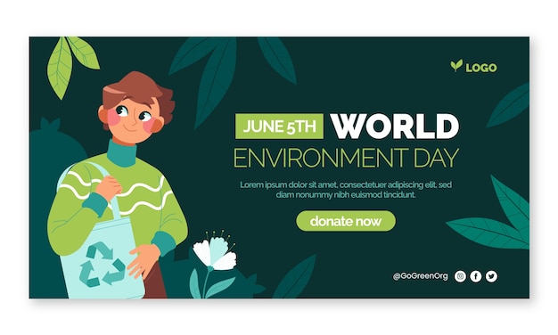 Free Vector flat social media promo template for world environment day celebration