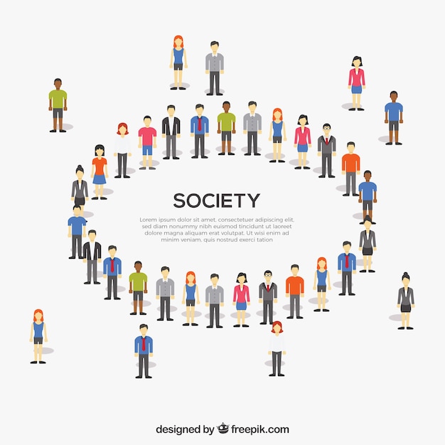 Flat society forming a circle