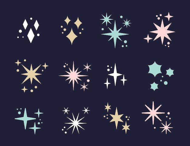 Free Vector flat sparkling star collection