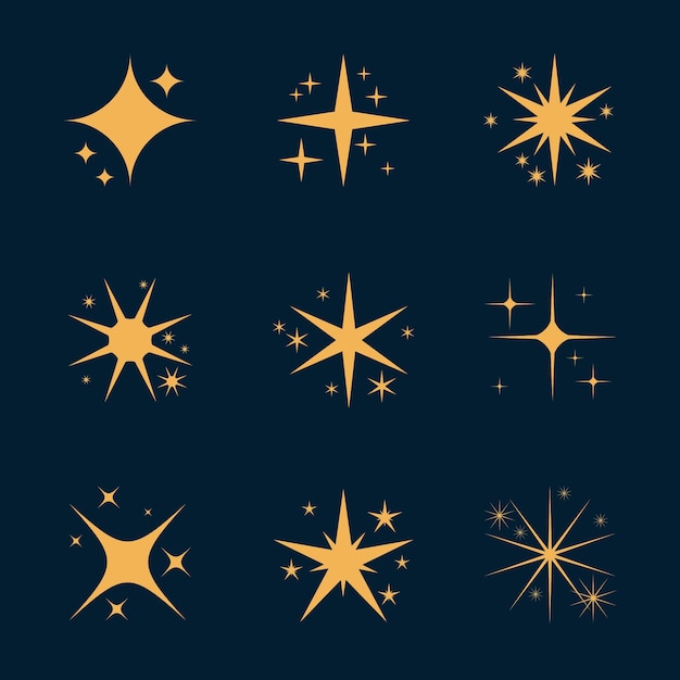 Free Vector flat sparkling star collection