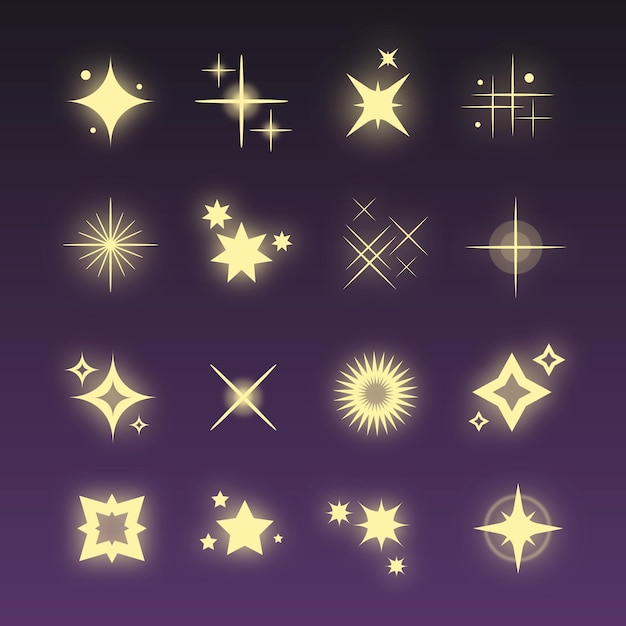 Free Vector flat sparkling star collection