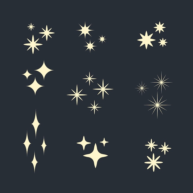 Free Vector flat sparkling star collection