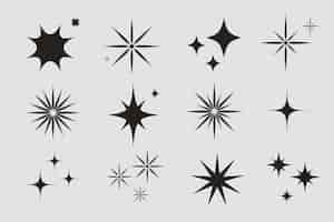 Free vector flat sparkling star collection