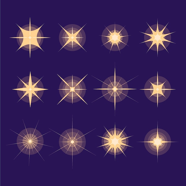 Free Vector flat sparkling star collection