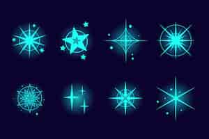 Free vector flat sparkling star collection