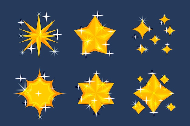 Free vector flat sparkling star collection