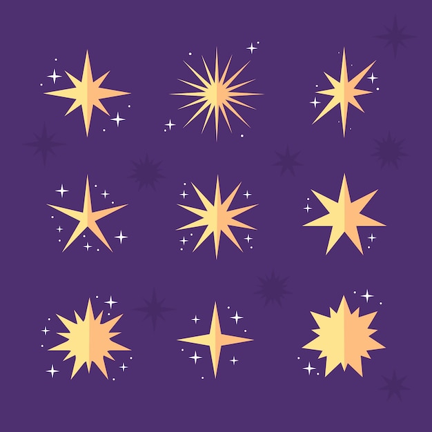 Free Vector flat sparkling stars collection