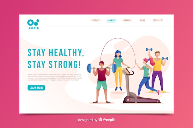 Free vector flat sport landing page template