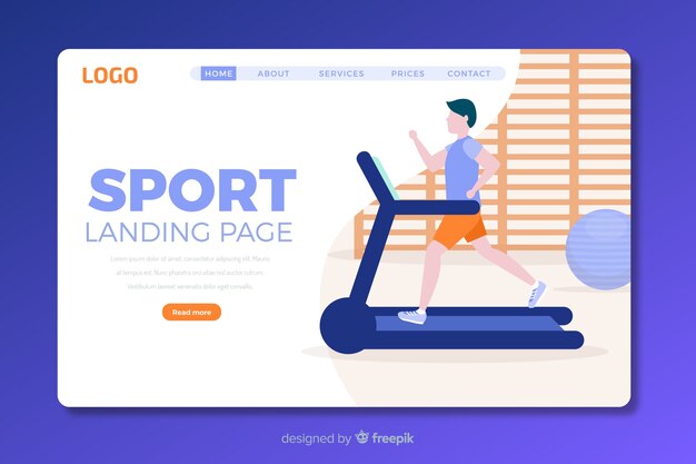 Flat sport landing page template