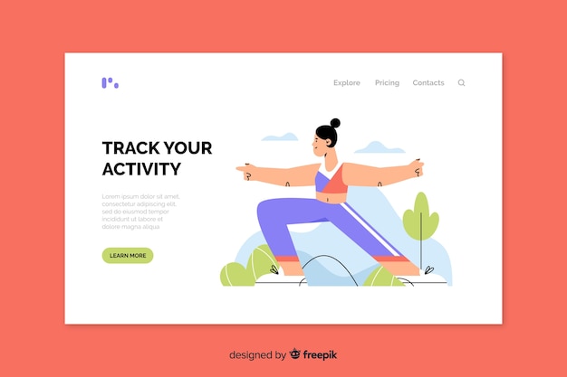 Free vector flat sport landing page template