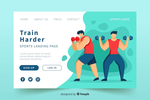 Free vector flat sport landing page template