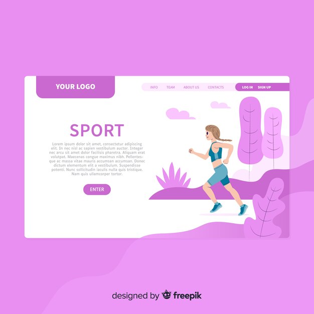 Flat sport landing page template