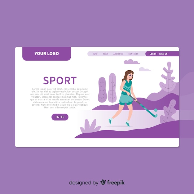 Flat sport landing page template