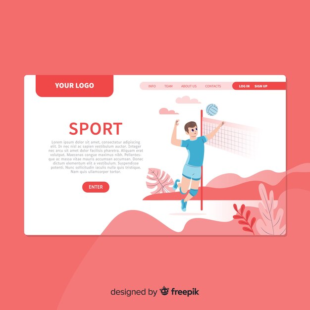 Flat sport landing page template